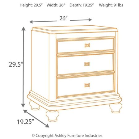 Coralayne - Three Drawer Night Stand - Image 4