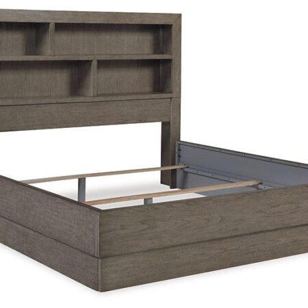 Anibecca Weathered Gray Queen Bookcase Bed - Image 3