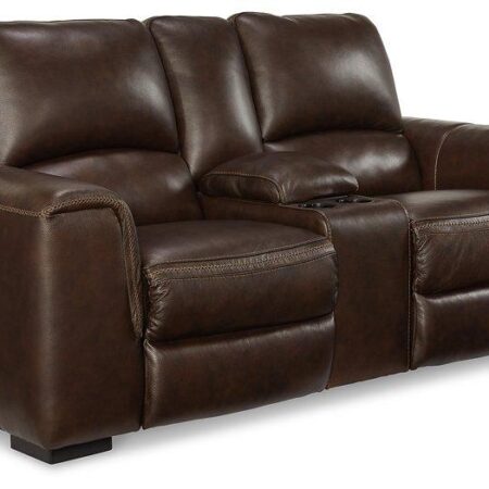 Alessandro Walnut Power Reclining Loveseat with Console image