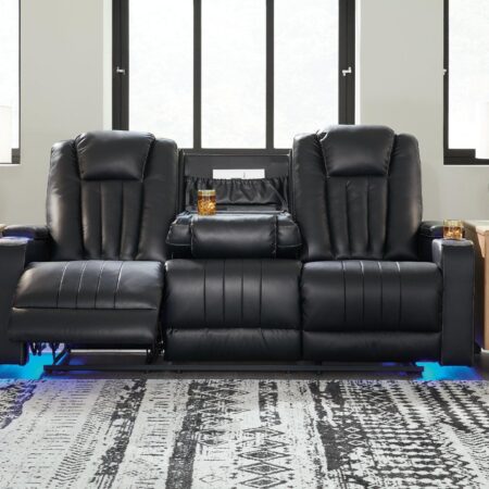 Center Point Black Reclining Sofa with Drop Down Table - Image 2