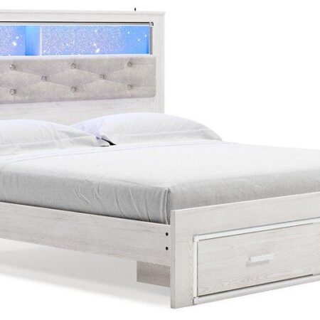 Altyra White King Upholstered Bookcase Bed with Storage image