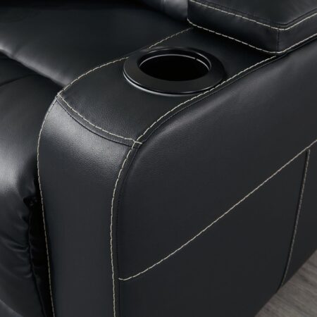 Center Point Black Reclining Sofa with Drop Down Table - Image 8
