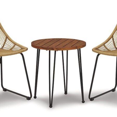 Coral Sand Light Brown/Black Outdoor Chairs with Table Set (Set of 3) image