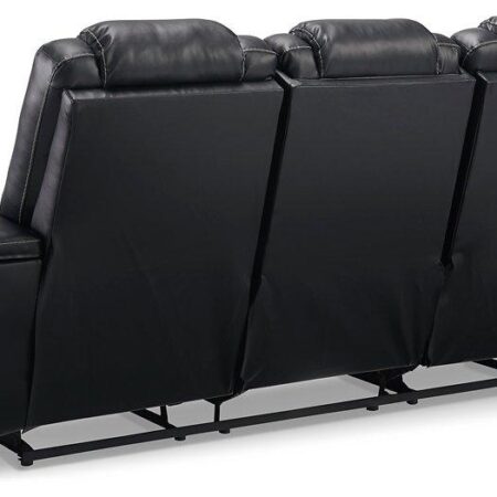 Center Point Black Reclining Sofa with Drop Down Table - Image 6
