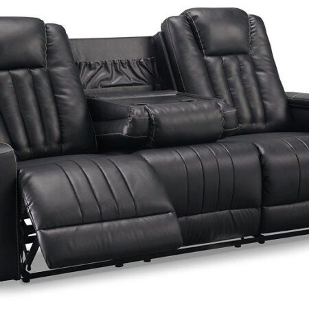 Center Point Black Reclining Sofa with Drop Down Table - Image 3
