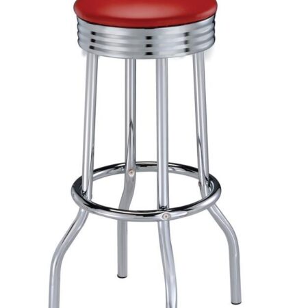 Cleveland Contemporary Red Bar-Height Stool - Image 2