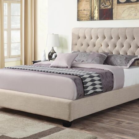 Chloe Transitional Oatmeal Upholstered Eastern King Bed image