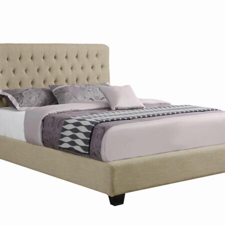 Chloe Transitional Oatmeal Upholstered Full Bed - Image 2