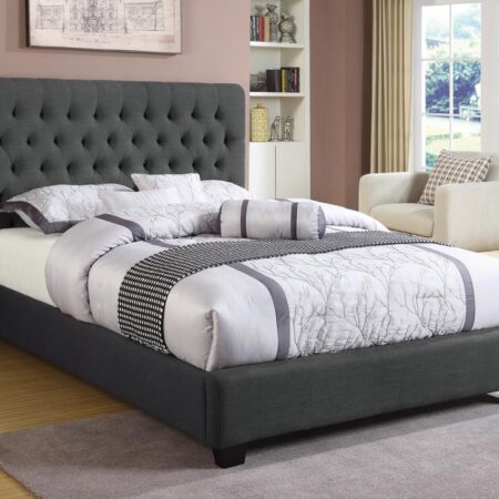 Chloe Transitional Charcoal Upholstered Eastern King Bed image