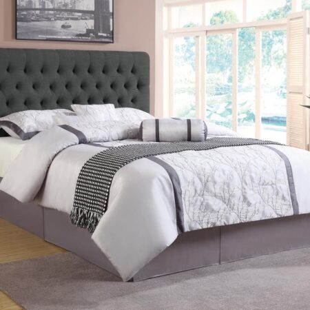 Chloe Transitional Charcoal Upholstered Eastern King Bed - Image 2