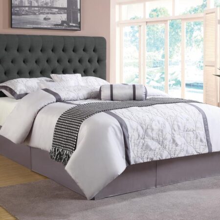 Chloe Transitional Charcoal Upholstered California King Bed - Image 2