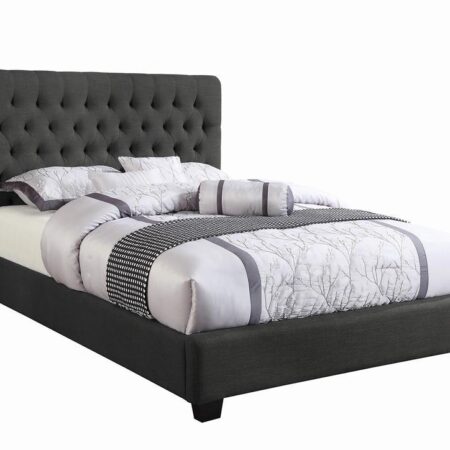 Chloe Transitional Charcoal Upholstered California King Bed - Image 3