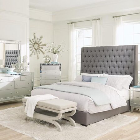 Camille Grey Upholstered King Bed - Image 3