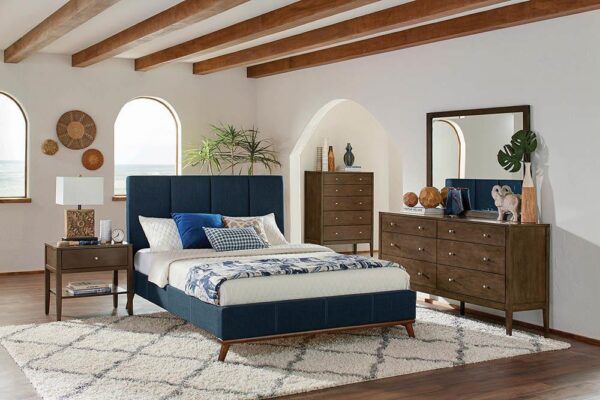 Charity Blue Upholstered Queen Bed image