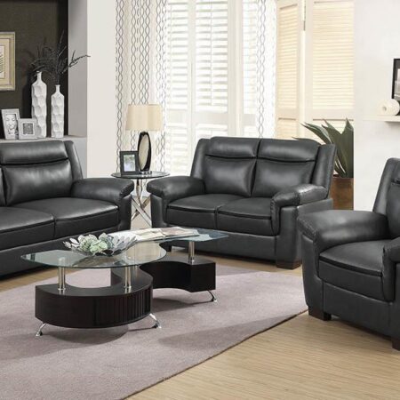 Arabella Brown Faux Leather Three-Piece Living Room Set image