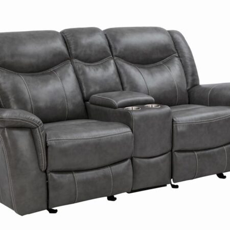 Conrad Transitional Grey Motion Loveseat - Image 2