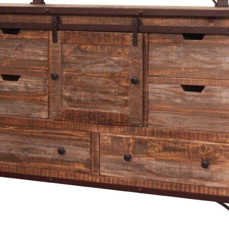 Antique 6 Drawer with 1 Sliding Door Dresser in Multi Color image