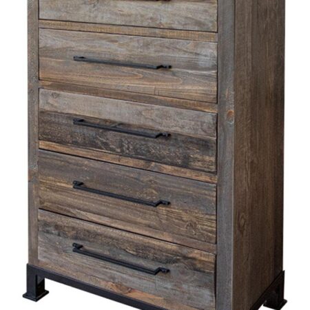Antique Gray 5 Drawers Chest in Gray/Brown image