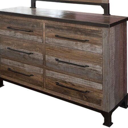 Antique Gray 6 Drawers Dresser in Gray/Brown image