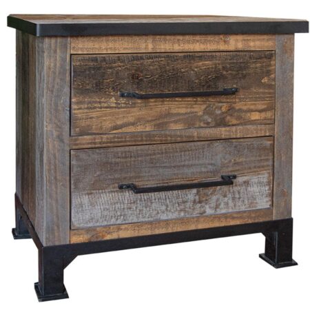 Antique Gray 2 Drawers Nightstand in Gray/Brown image