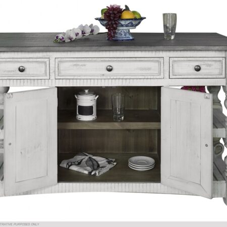 Stone 3 Drawer Kitchen Island in Two Tone - Image 2