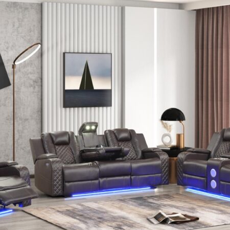 Benz Power Reclining Set in Brown