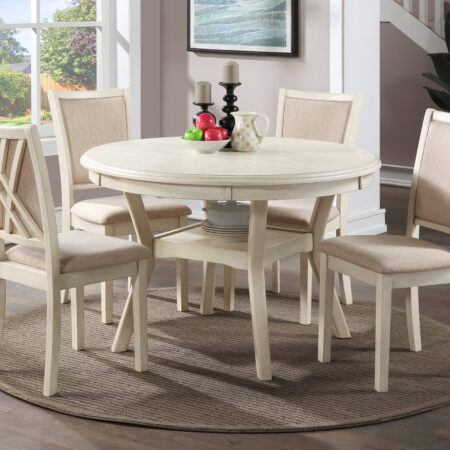 AMY 5PC ROUND DINING SET- BISQUE